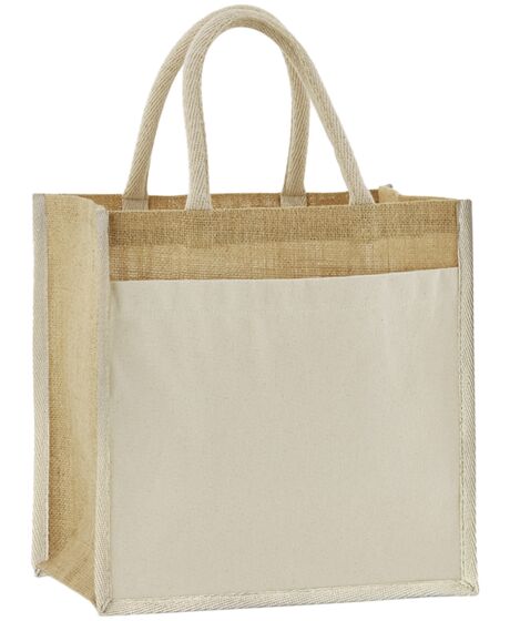 Westford Mill Cotton Pocket Natural Starched Jute Midi Tote Bag Thumbnail