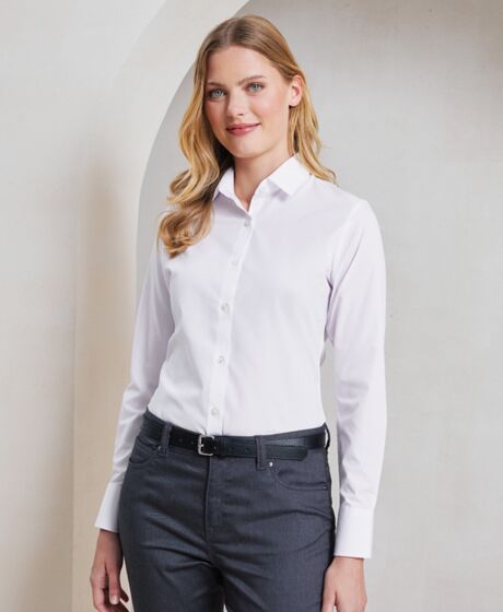 Premier Ladies Recyclight® Long Sleeve Poplin Shirt Thumbnail