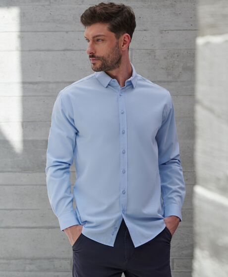 Henbury Long Sleeved Cotton Feel Coolplus® Shirt Thumbnail