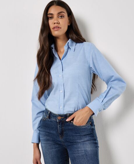Kustom Kit Ladies Long Sleeve Tailored Workwear Oxford Shirt Thumbnail