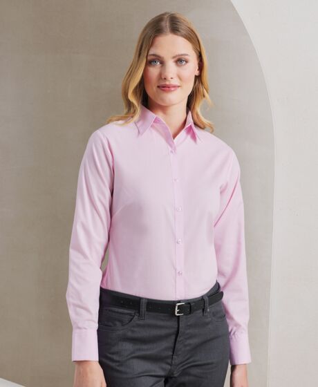Premier Ladies Long Sleeve Poplin Blouse Thumbnail