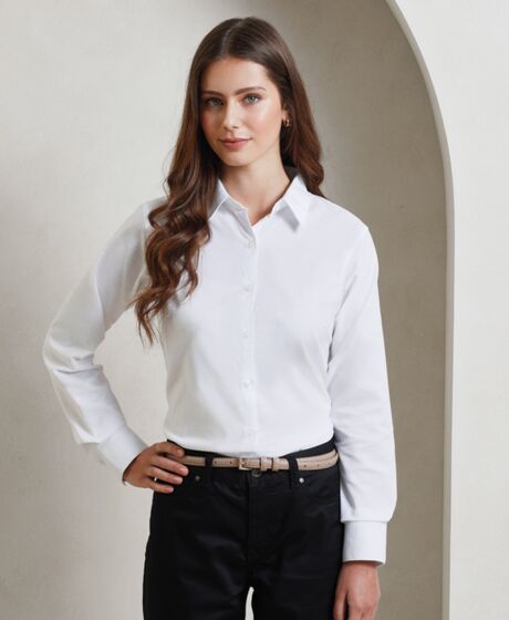 Premier Ladies Signature Long Sleeve Oxford Shirt Thumbnail