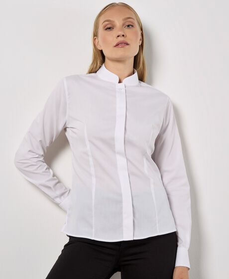 Kustom Kit Ladies Long Sleeve Tailored Mandarin Collar Shirt Thumbnail