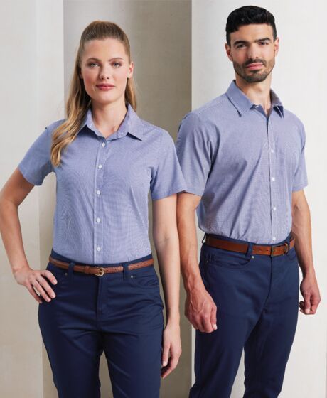 Premier Ladies Gingham Short Sleeve Shirt Thumbnail