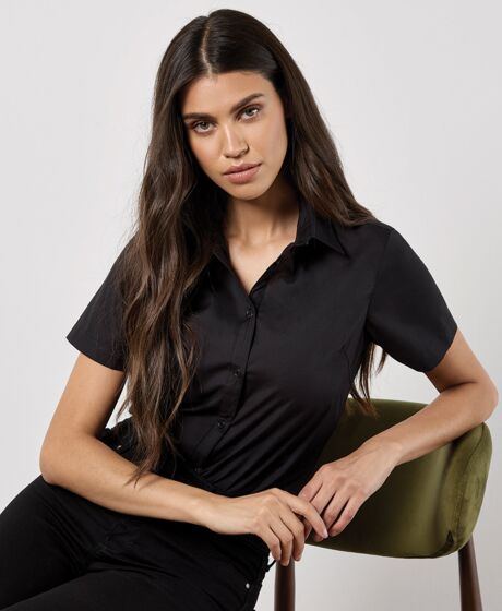 Kustom Kit Ladies Short Sleeve Tailored Poplin Shirt Thumbnail