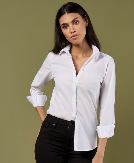 Kustom Kit Ladies Long Sleeve Tailored Poplin Shirt Thumbnail