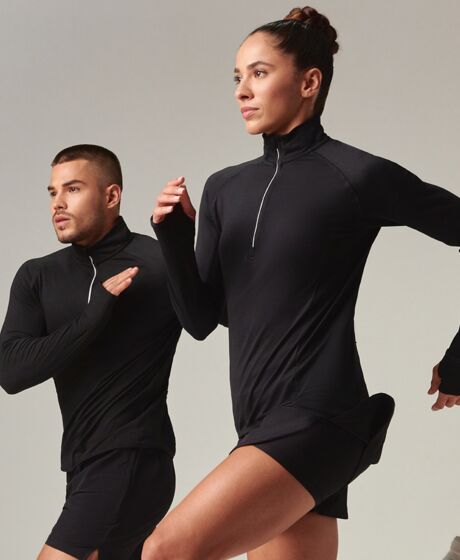 Tombo Long Sleeve Zip Neck Performance Top Thumbnail