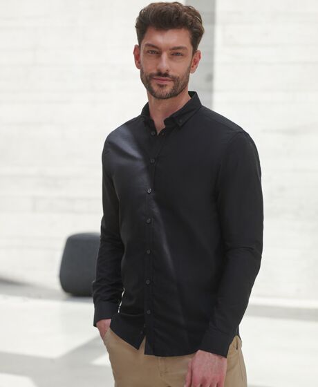 Henbury Modern Long Sleeve Slim Fit Oxford Shirt Thumbnail