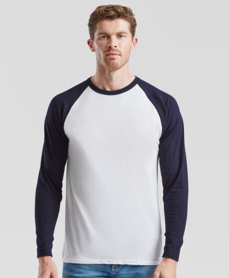 Fruit of the Loom Contrast Long Sleeve Baseball T-Shirt Thumbnail