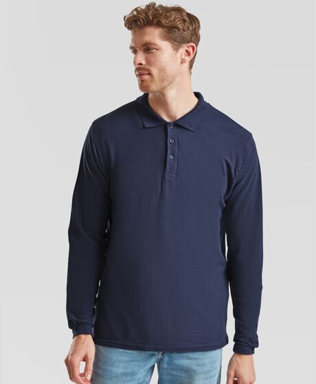 Fruit of the Loom Premium Long Sleeve Cotton Piqué Polo Shirt Thumbnail