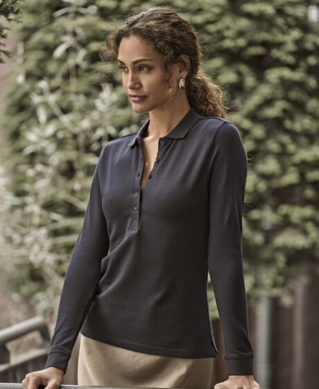 Tee Jays Ladies Luxury Stretch Long Sleeve Polo Shirt Thumbnail