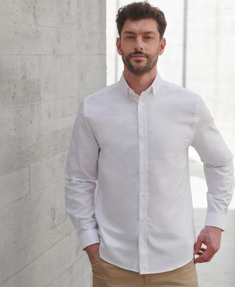 Henbury Modern Long Sleeve Classic Fit Oxford Shirt Thumbnail