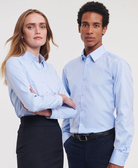 Russell Collection Long Sleeve Herringbone Shirt Thumbnail